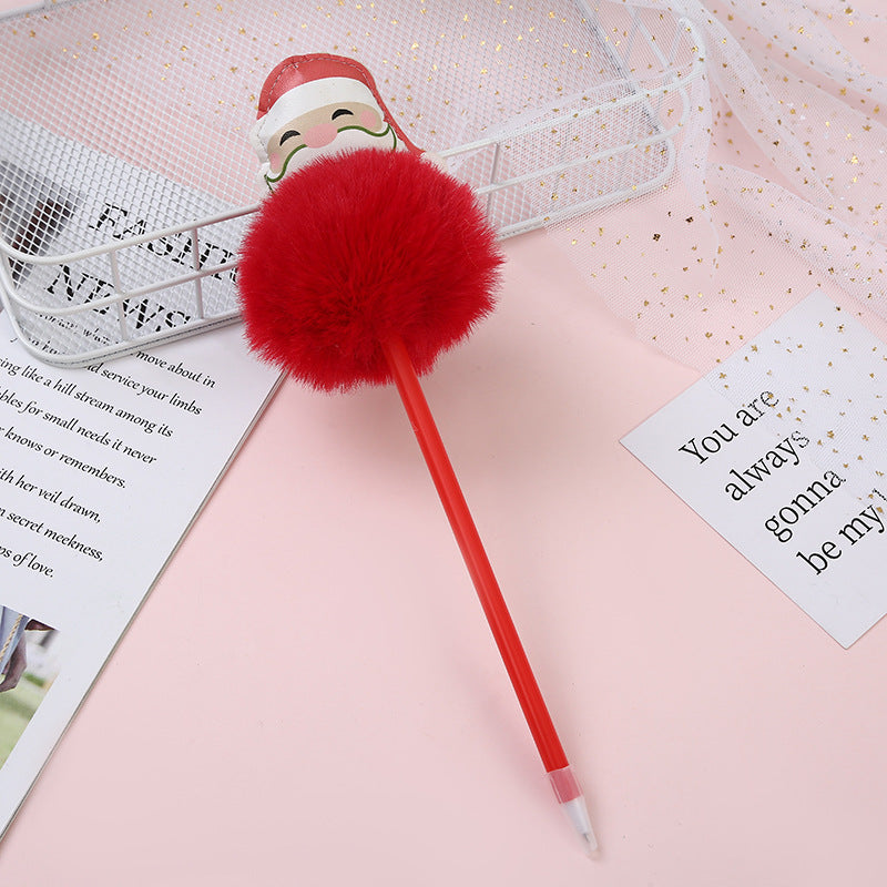 Wholesale Christmas Plastic Plush Cartoon Ballpoint Pen